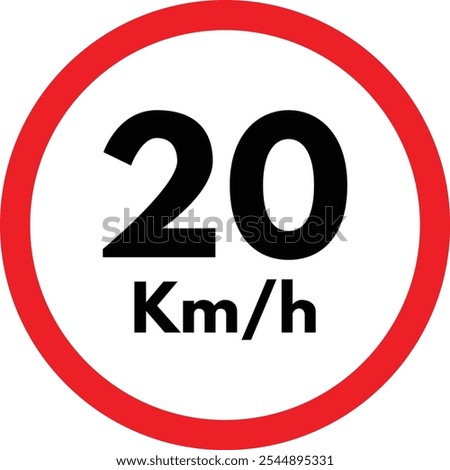 Speed limit 20 km icon isolated on white background . Speed limit traffic sign 20 . Vector illustration