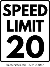 Límite de velocidad 20 mph Señal de tráfico, Límite de velocidad 20 Señal