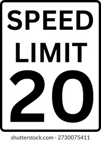 Límite de velocidad 20 mph Señal de tráfico Vector