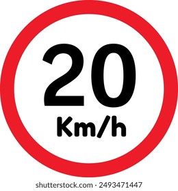 Speed Limit 20 Sign, 20 kmh Speed Limit Traffic Sign