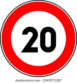 Vetor de Sinal de Limite de Velocidade 20