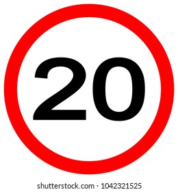 Speed Limit 20 Traffic Signvector Illustration Stock Vector (Royalty ...