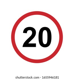 speed limit 20 vector sign symbol. twenty speed limit symbol traffic.