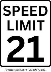 Límite de velocidad 21 millas por hora señal de tráfico, límite de velocidad 21 señal de Vector