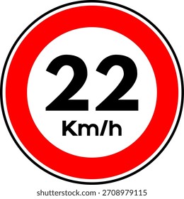 Límite de velocidad 22 kmh señal de tráfico, Límite de velocidad 22 señal de Vector
