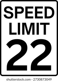 Límite de velocidad 22 millas por hora señal de tráfico, límite de velocidad 22 señal de Vector