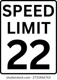 Límite de velocidad 22 mph señal de tráfico