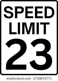 Límite de velocidad 23 millas por hora señal de tráfico, límite de velocidad 23 señal de Vector