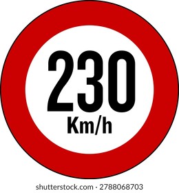 Speed Limit 230 km Sign