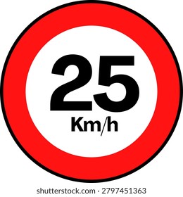 Speed Limit 25 kmh Traffic Sign Vector
