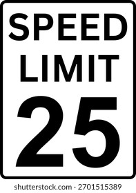 Speed limit 25 mph sign vector, Speed limit 25 traffic sign