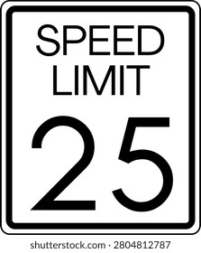 Speed limit 25 mph sign vector