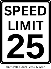 Limite de velocidade 25 mph Traffic Sign Vetor