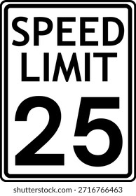 Limite de velocidade Sinal de trânsito de 25 mph