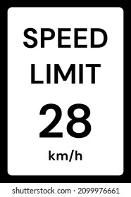 Speed limit 28 kmh traffic sign on white background