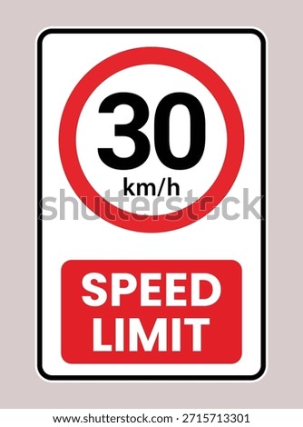 Speed Limit 30 kmh Traffic Sign Icon – Circular Road Speed Restriction Warning Symbol