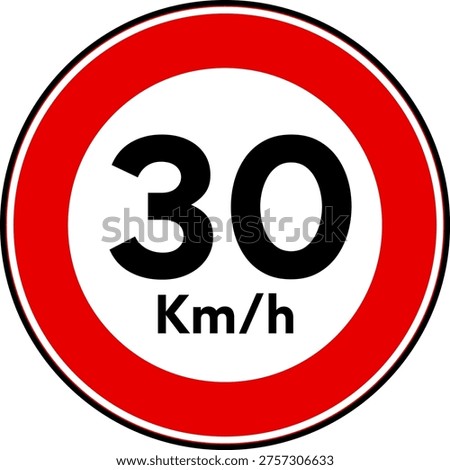 Speed Limit 30 kmh Traffic Sign Vector