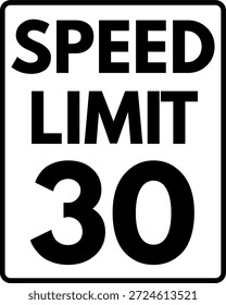 Límite de velocidad 30 mph Señal de tráfico, Límite de velocidad 30 Señal