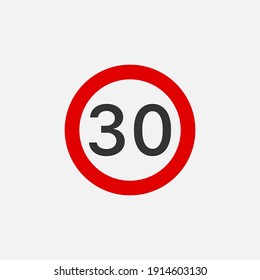 Speed limit 30 road sign icon. Traffic signs symbol modern, simple, vector, icon for website design, mobile app, ui. Vector Illustration