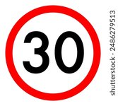 Speed limit 30 round road traffic icon