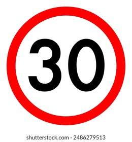 Speed limit 30 round road traffic icon