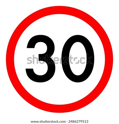 Speed limit 30 round road traffic icon