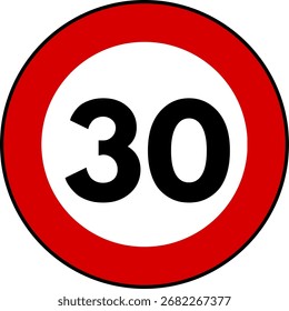 Speed limit 30 traffic sign, Speed limit 30 kilometers per hour sign