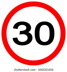 Speed Limit 30 Traffic Sign,Vector Illustration, Isolate On White Background Label. EPS10