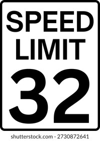 Límite de velocidad 32 millas por hora señal de tráfico, límite de velocidad 32 señal de Vector