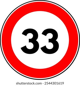 Speed Limit 33 km Sign Vector