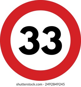 Speed Limit 33 Sign, 33 Speed Limit Sign