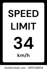 Speed limit 34 kmh traffic sign on white background