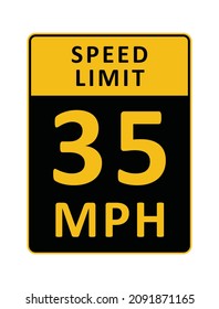 Speed Limit 35 Mph Road Sign Stock Vector (Royalty Free) 2091871165