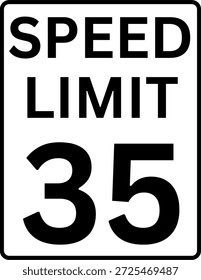 Límite de velocidad 35 mph señal de tráfico