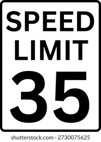 Límite de velocidad 35 mph Señal de tráfico Vector