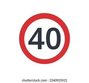 Límite de velocidad de 40 Icon. Vectores de señales de tráfico.