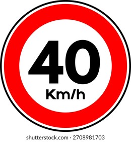 Limite de velocidade sinal de tráfego de 40 km, Limite de velocidade 40 sinal vetor
