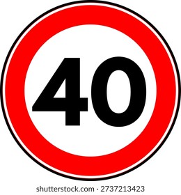 Speed Limit 40 kmh Traffic Sign Vector