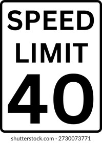 Límite de velocidad 40 mph Señal de tráfico Vector