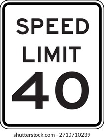 Limite de velocidade 40 Símbolo de tráfego vetor editável