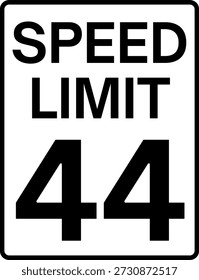 Límite de velocidad 44 millas por hora señal de tráfico, límite de velocidad 44 señal de Vector