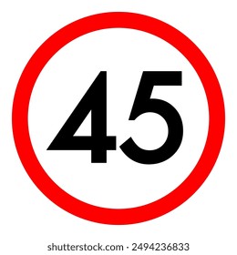 Speed limit 45 round road traffic icon