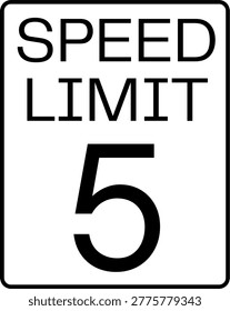Speed limit 5 mph traffic sign