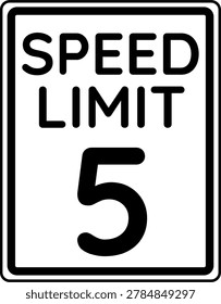 Speed limit 5 mph traffic sign, Speed limit 5 miles per hour road sign