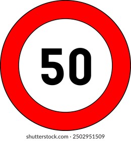 Speed Limit 50 Km Traffic Sign