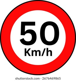 Limite de velocidade Vetor de sinal de tráfego de 50 km
