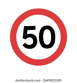 Limite de velocidade 50 O limite de velocidade máxima é de 50 km/h.