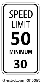 Speed Limit 50 MPH Sign Isolated on White