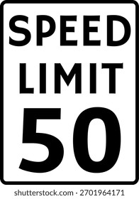 Speed Limit 50 mph Traffic Sign