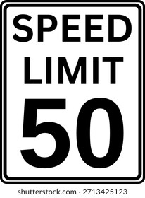 Limite de velocidade 50 mph Traffic Sign Vetor